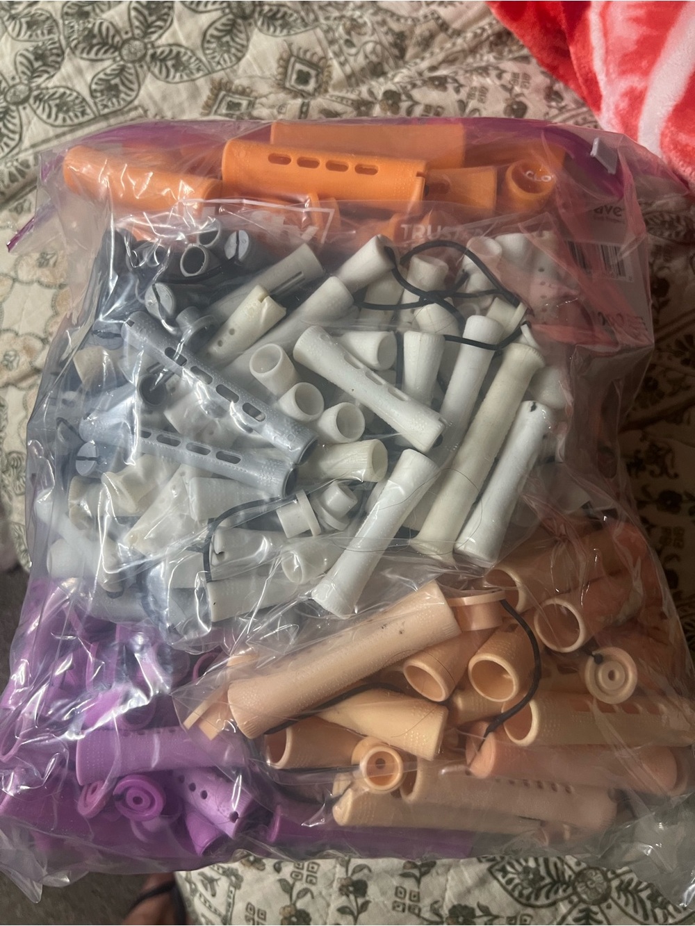 Perm rods all different sizes and colors Purple, Peachii, White, Orange